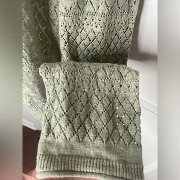 FRYE NWT Pointelle Green Women's Knit Cardigan Sweater - Picture 9 of 12